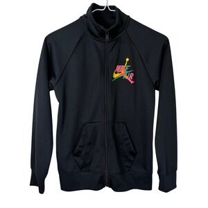 Jordan Track Jacket Kids Medium 10-12 Black Nike Air Jumpman Graphic Zip Up